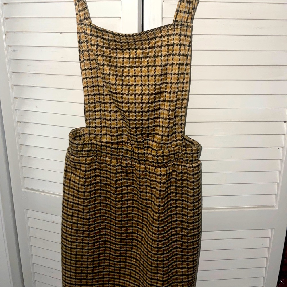 Brown plaid overall skirt